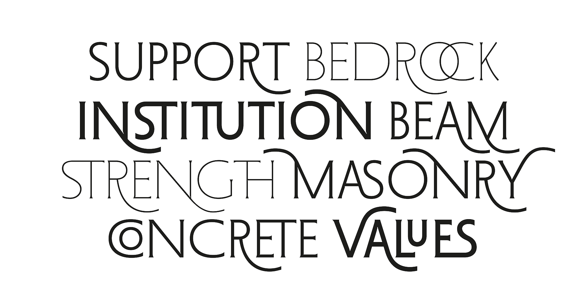 Ligatures and stylistic alternates from MF Fondation, expressive serif detailing.